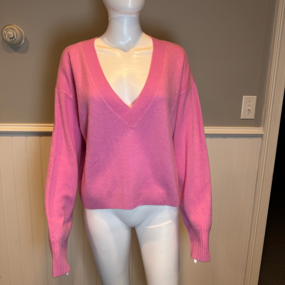 INTERMIX Bright Pink V-Neck Sweater